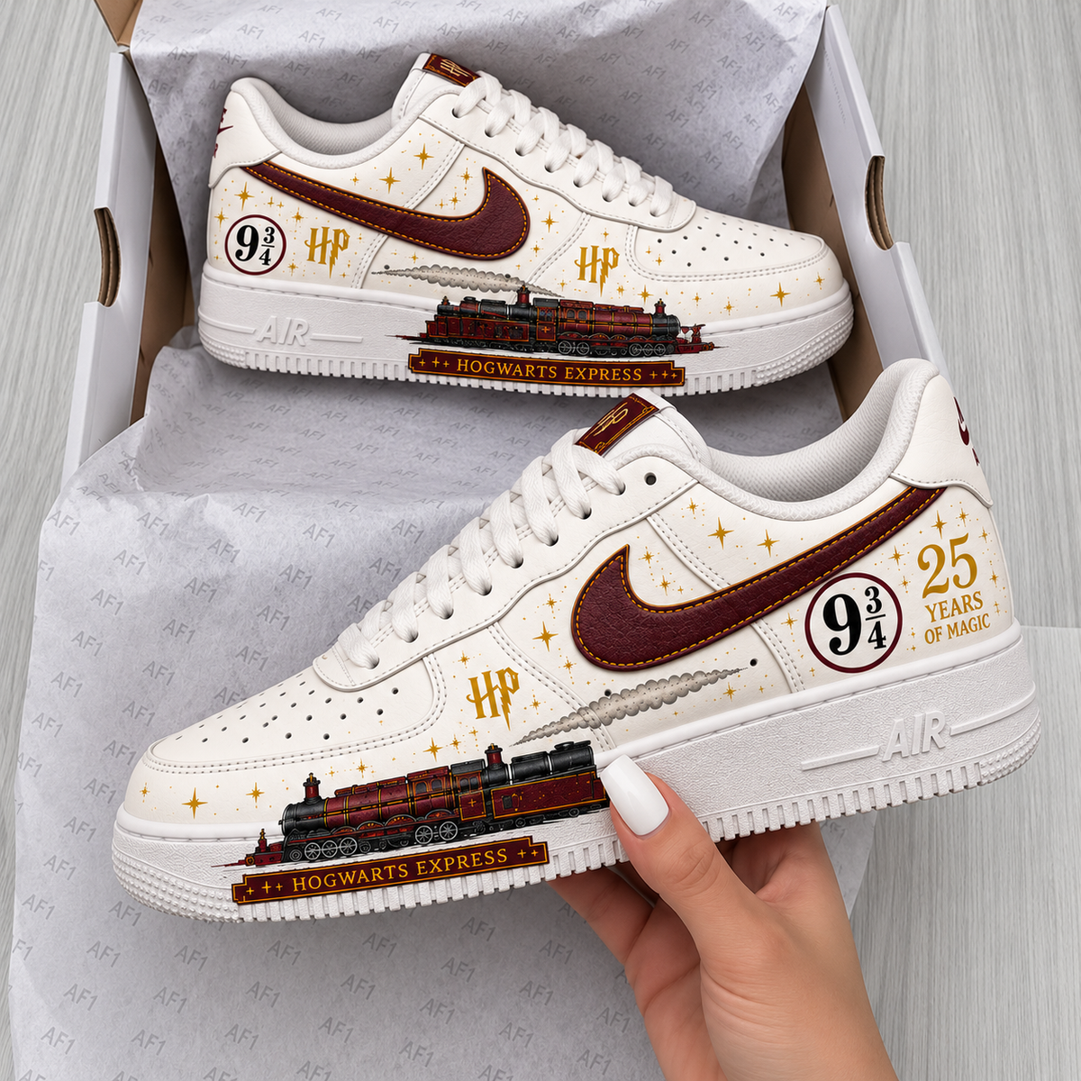 Magic Express Burgundy Custom Sneakers