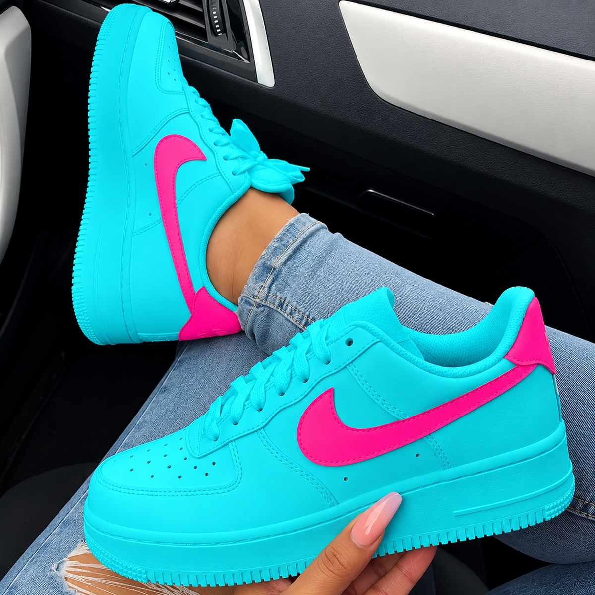 Aqua Pink Custom Sneakers