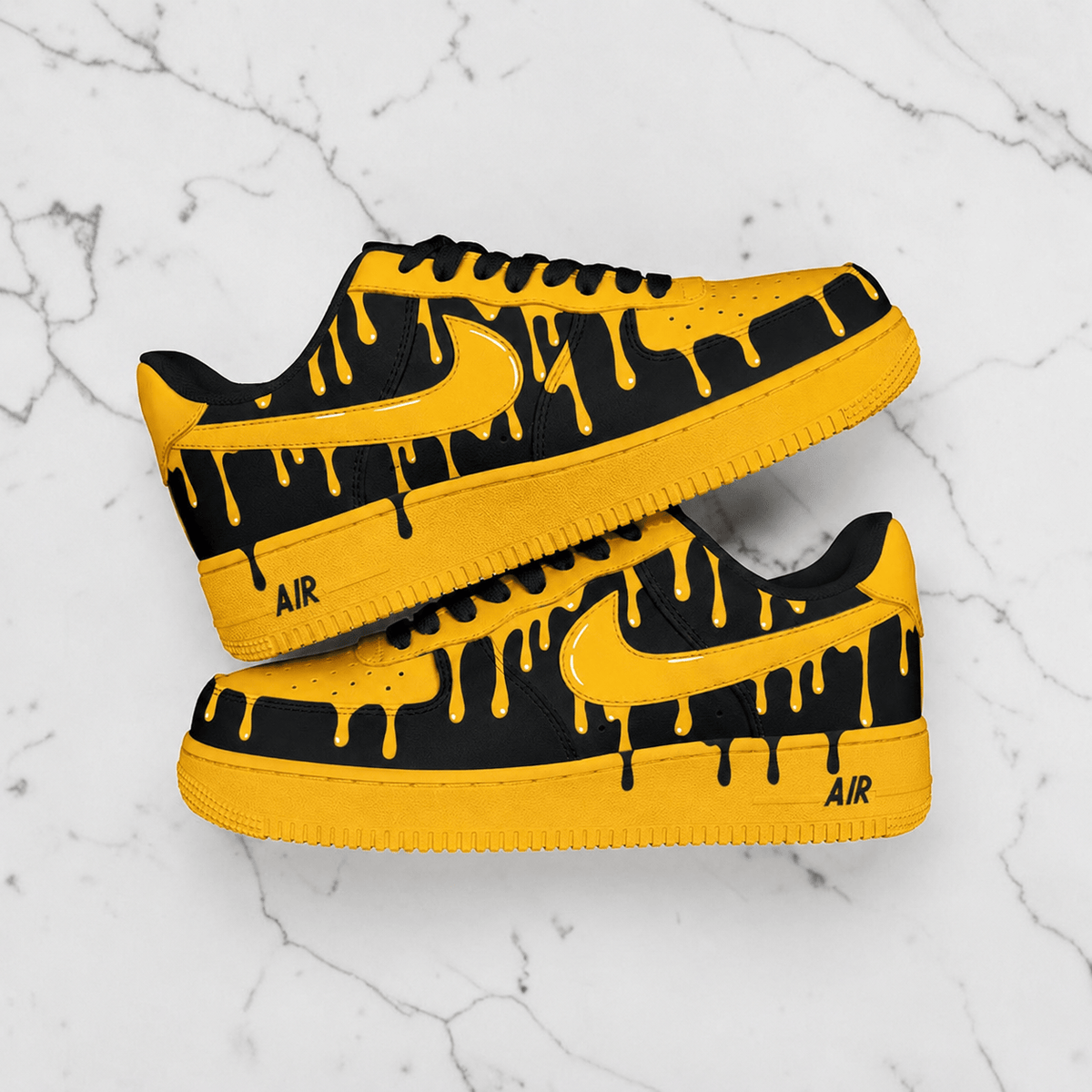 Custom Sneaker Yellow Black Drip